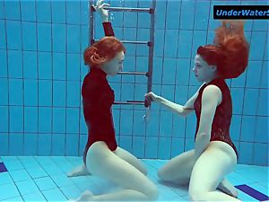 two super hot teens underwater